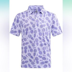DEOLAX Mens Polo Shirts - Purple-Pineapple-fun golf polo